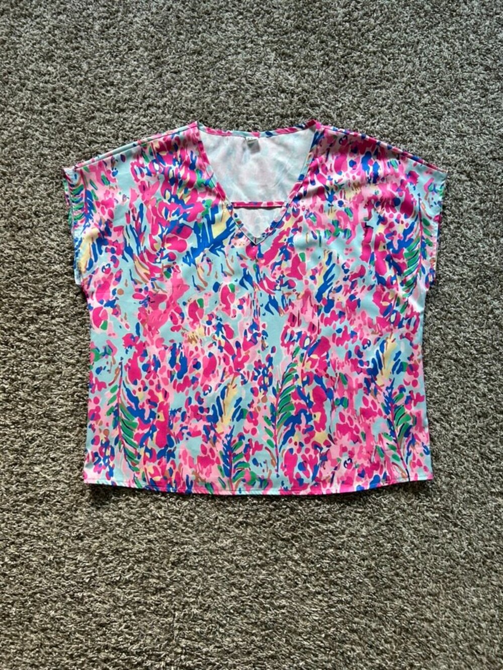 Bright Colorful Painted Floral Top